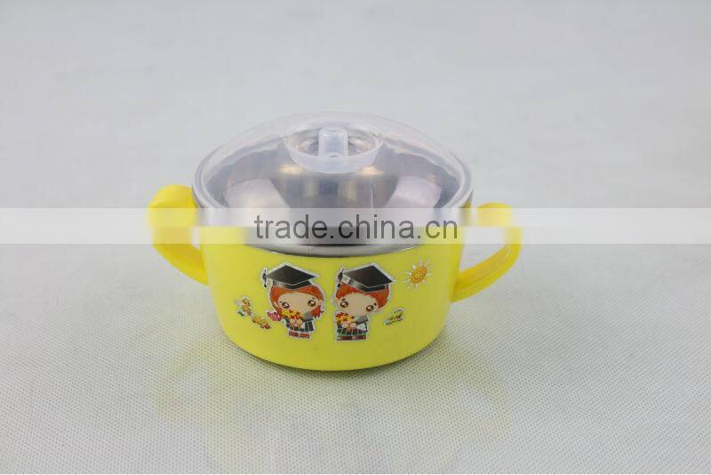 stainless steel kids bowl/cartoon children food bowls/heat proof students lunch bowl