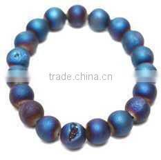 2015 Latest Fall Winter Beige Leather Strap Bracelet with Oval Gold Foiled Agate Stone Charm