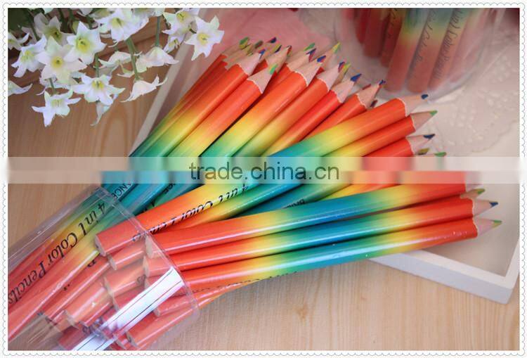 Triangle Jumbo wooden 4C-mixed color pencil in pvc tube