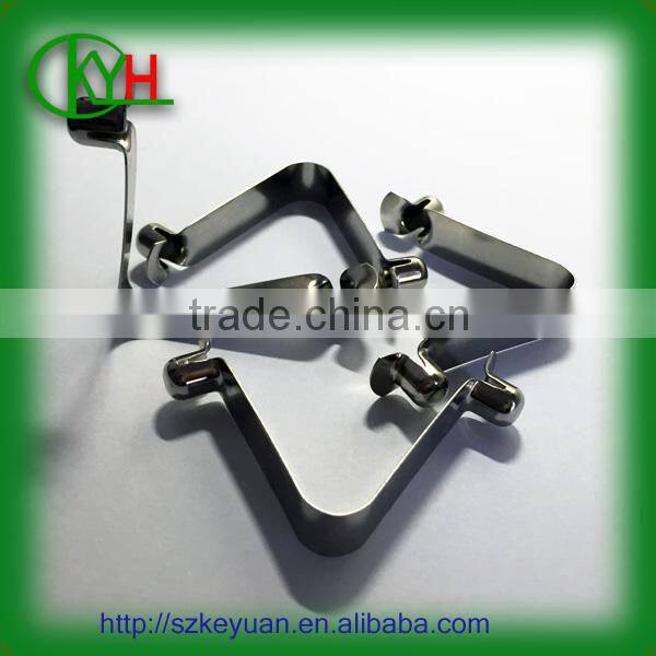 OEM nickel plated small tube push button spring clips