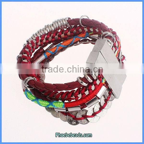 Wholesale Hot Sale Multilayer Brazilian Style Leather Magnetic Clasp Bracelets FHB-004B