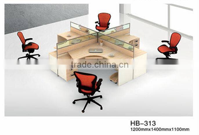 Contemporary L-shape wooden 120 degree office workstation