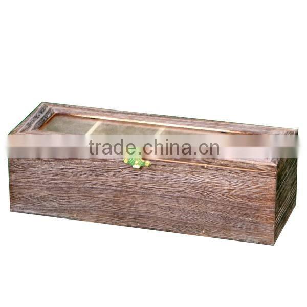 handmade wooden tea bag decorative storage set boxes with glass lid