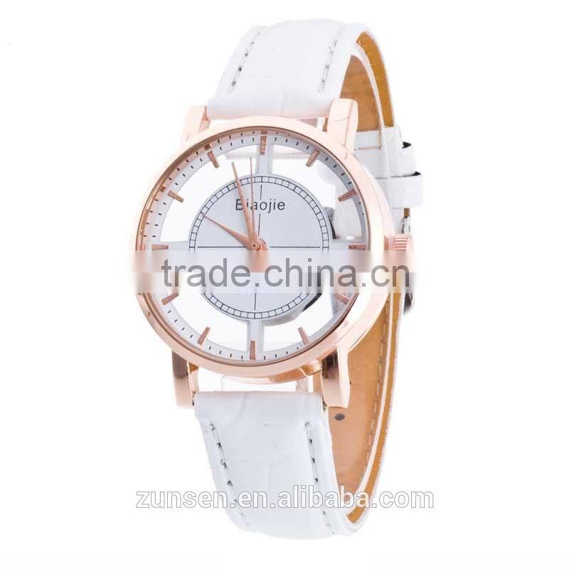 Relogio Feminino 2016 New Arrival Watch Men Transparent Hollow Leather Srap Wrist Watch Quartz Dress Watch