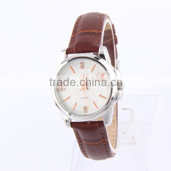 Fashion leather lady casual silver watch