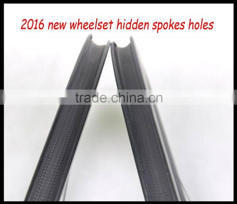 new arrival 700c bicycle carbon rims 56mm hidden spokes wide 27mm clincher wheelset toray carbon rims