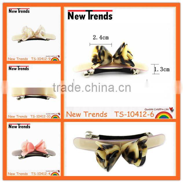 Multi color cellulose acetate flower spring hair clips for young girls