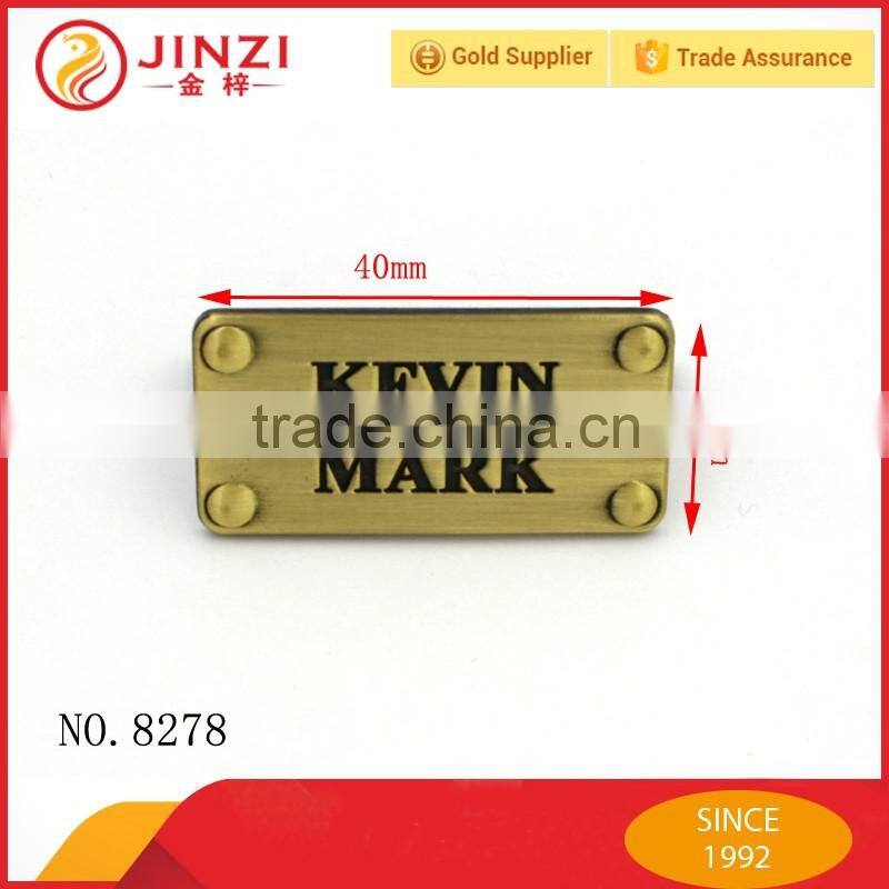 New Brush brass color metal engraved name logo tag