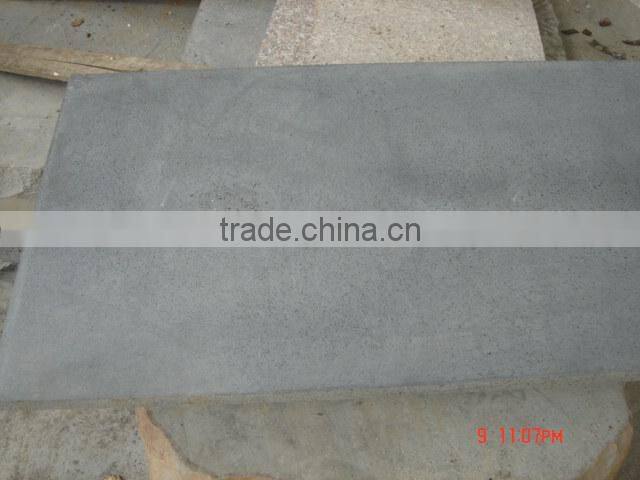 Black basalt steps with non-slip grooves