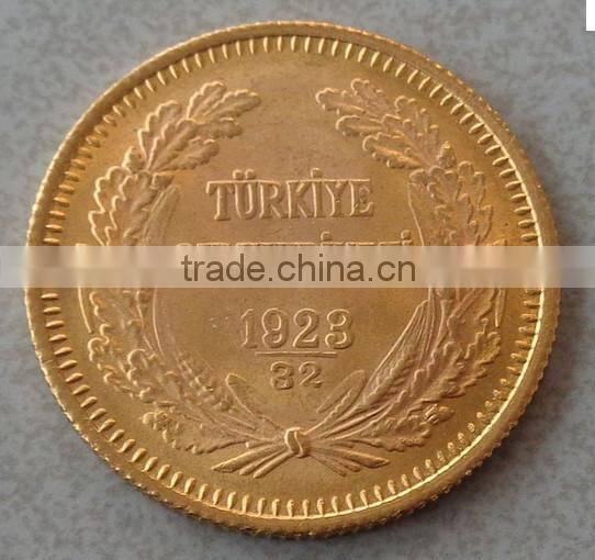 Replica Commemorative gold coin collection 1 oz Turkey fake gold bullion 100 Kurush Ataturk With Thick Gold Plated