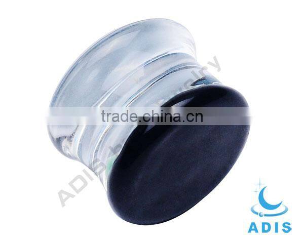 Dark blue bottom green strip earring pierce plug pyrex glass ear stretching