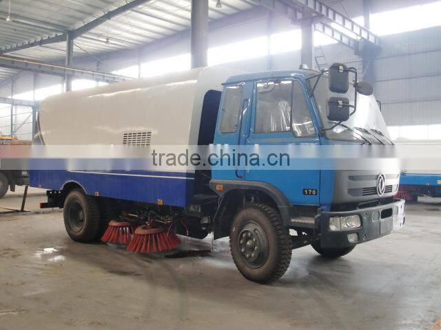 New arrival yellow color customized top sell dongfeng153 6cbm 6m3 garbage box street sweeper truck