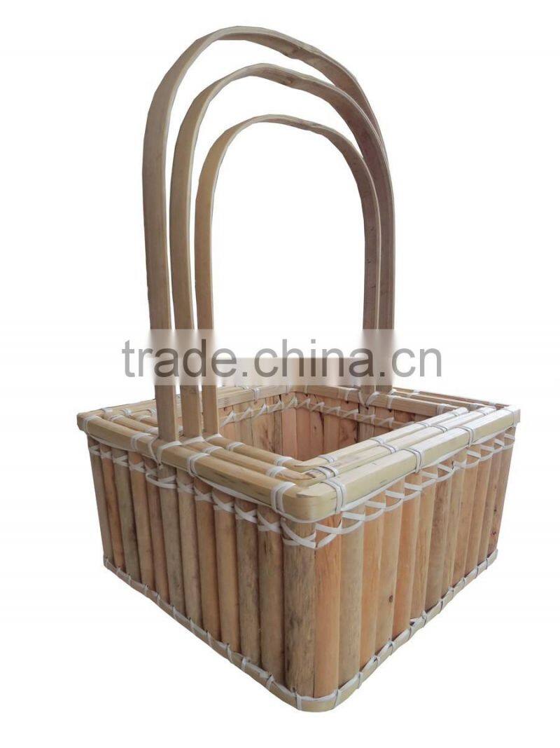 New design wood basket with handle