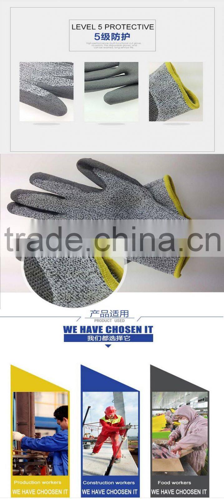 Wholesale Fashion PU coated Safety Gloves