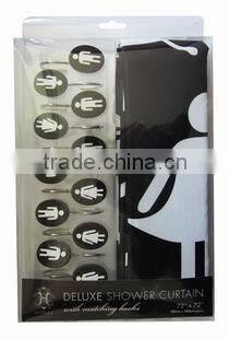restroom series polyester shower curtain with resin hooks