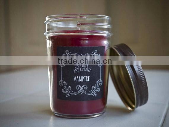 Color Natural Scented Soy Wax Glass Container Personalized Covered Apothecary Candle Jar