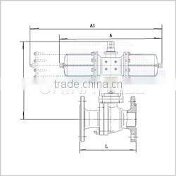 pneumatic ball valve with double acting pneumatic actuator