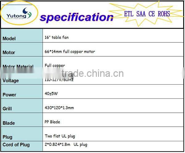 hot sale 16" ventilation cooling ETL fan with detachable base