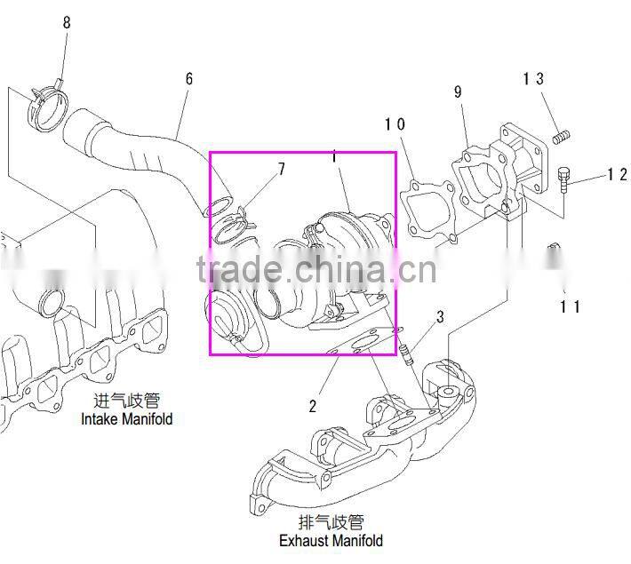 Japan brand excavator spare parts PC56-7 turbocharger KT1G491-1701-0 engine parts turbocharge