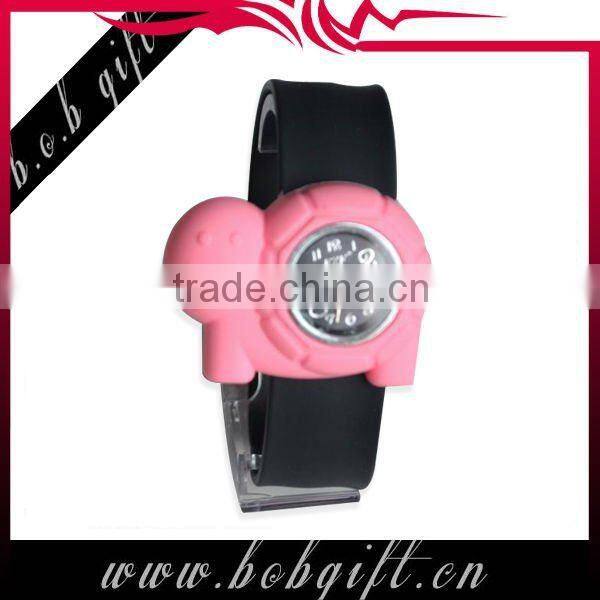 simple design tortoise silicone snap wristband watches for kids