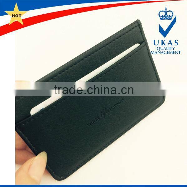 hot genuine leather card holder with 3 slots each side
