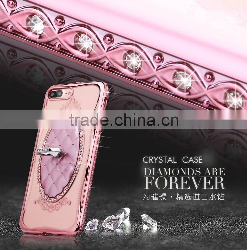 Luxury diamond case for iphone 7 with ring hgolder, China supplier