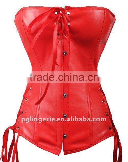 coffee zipper front sexy women leather corset m1985
