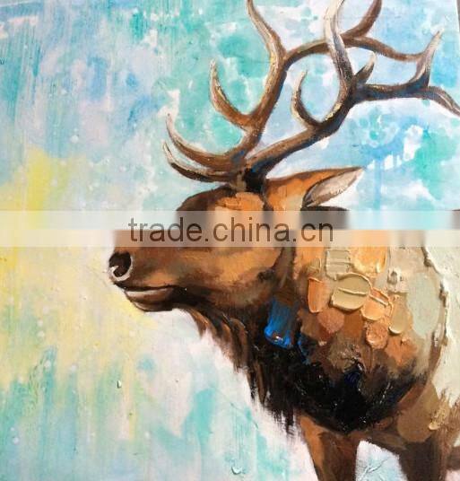 Modern Cartoon Handmade Oil Dog Painting On Canvas For Decor