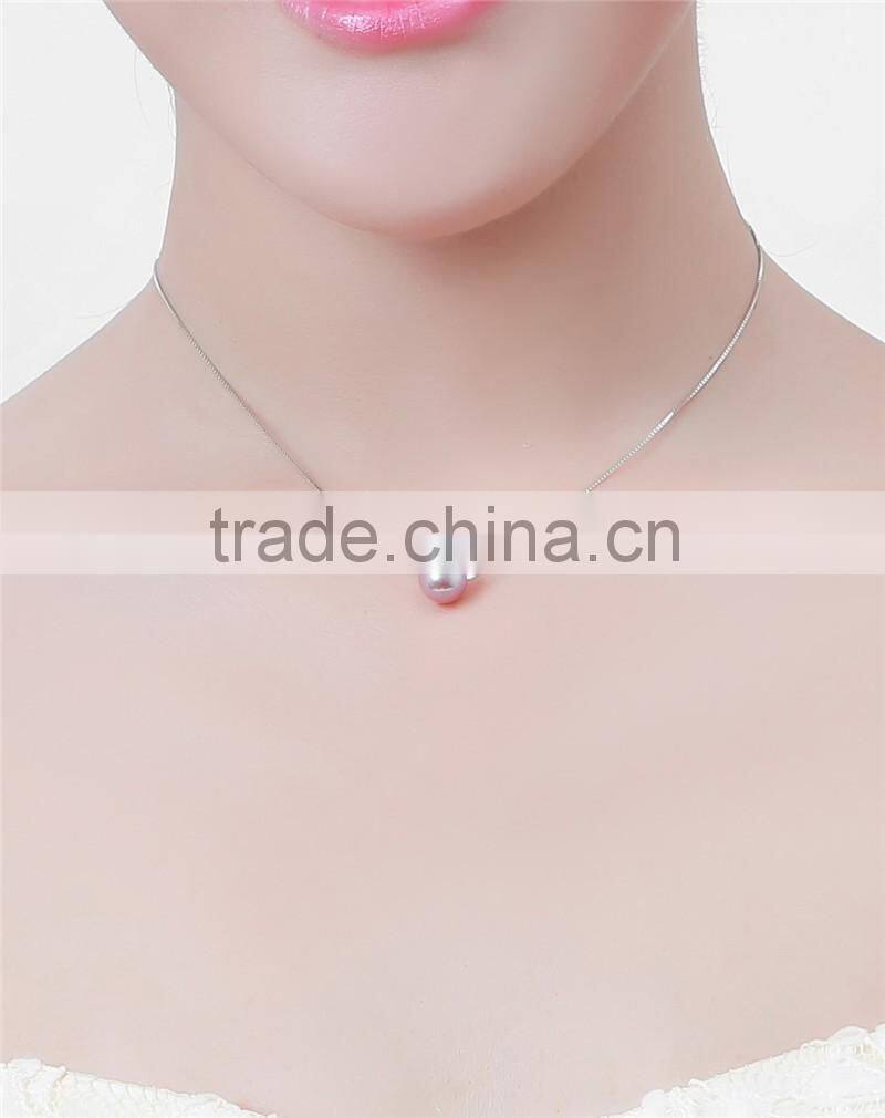 2016 new fashion 9-10mm round purple freshwater jewel pearl pendant 925