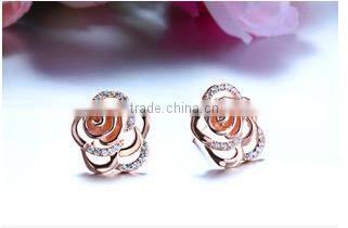 SCI152 rose flower sterling sliver earring 2016