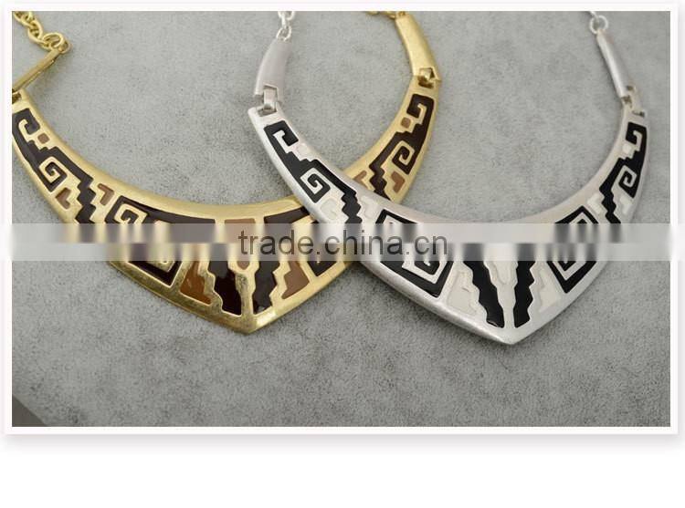 Latest design restoring ancient brief paragraph clavicle necklace with golden and sliver color