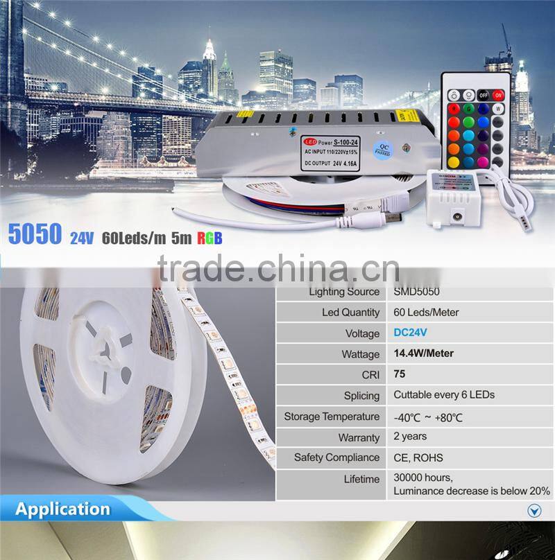 IP65 waterproof red yellow blue green 8mm 5050 rgb led strip