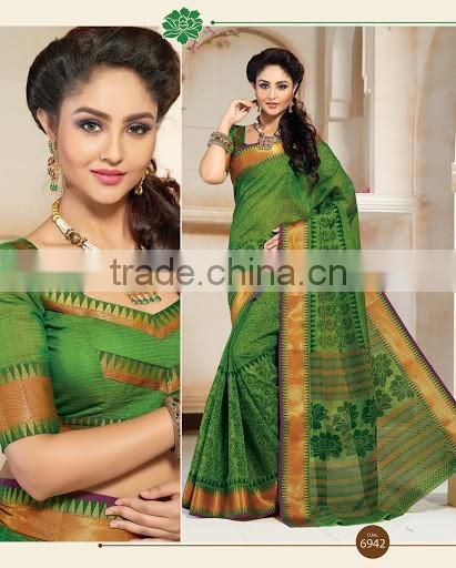 Rust Cotton Silk Saree