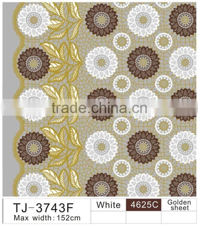 TJ-3743 Transparent emboossed tablecloth with golden & silver