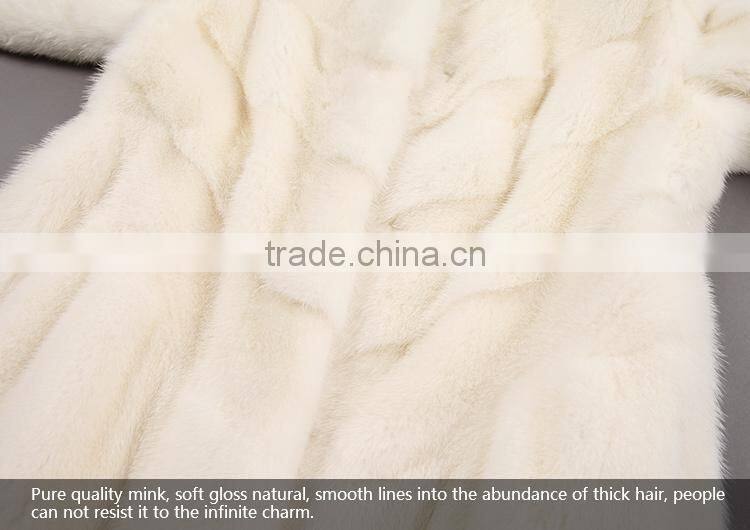 Factory diectly sale white mink fur coat wholesale