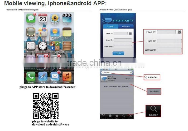4ch wifi nvr(built-in wireless route)1mp ip camera 4 channel Wireless NVR kit wifi cctv camera system