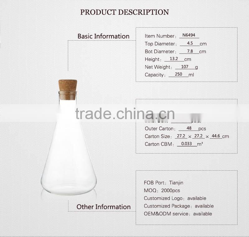 250ml china supplier hot sell borosil measuring liquids with wooden lid