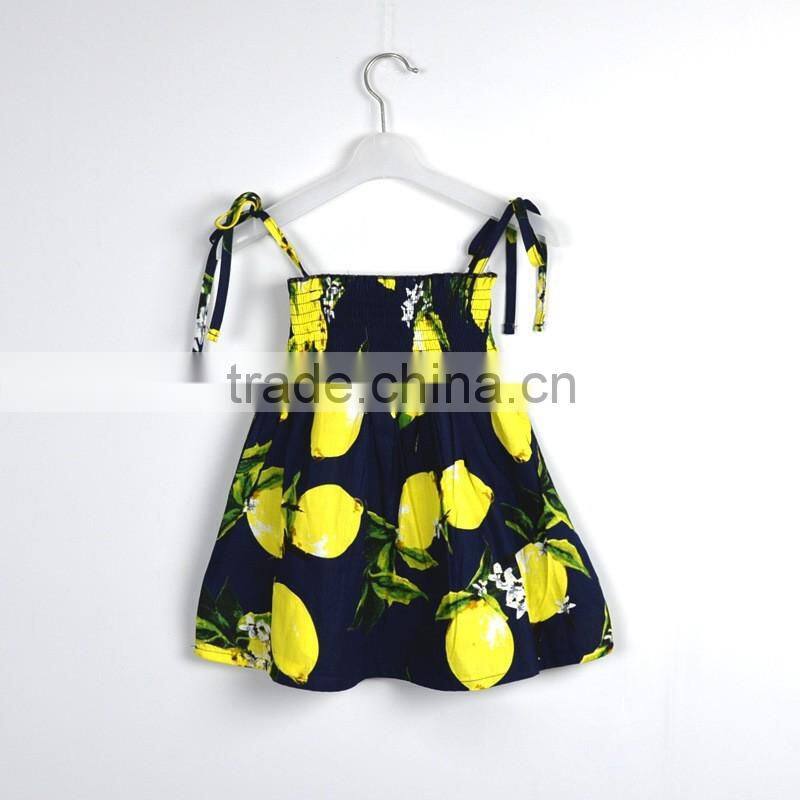 New Summer Baby Girl's Dress Fashion Print Fruit Lemon Pineapple Design Kids Dresses Child Clothing