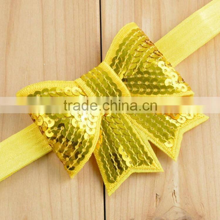 Girls sequins bow hairband for hair dress bling cheerleader sequin hair bow school girls bow hair