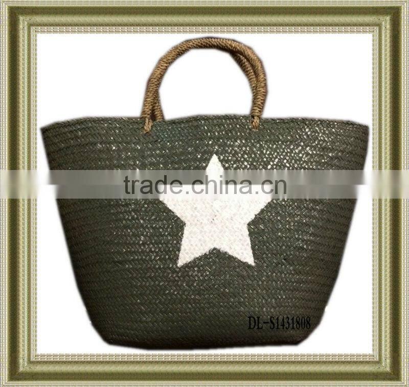 JOYA star print natural seagrass straw handbag summer straw woven handbag