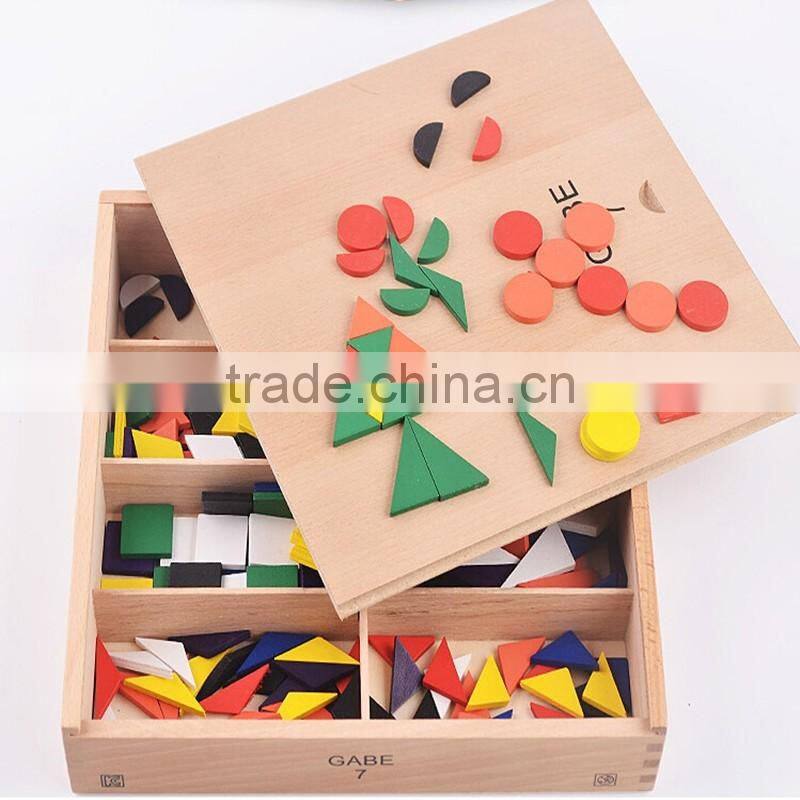 Kids wooden educational toy Froebel set with 15 types teaching AIDS