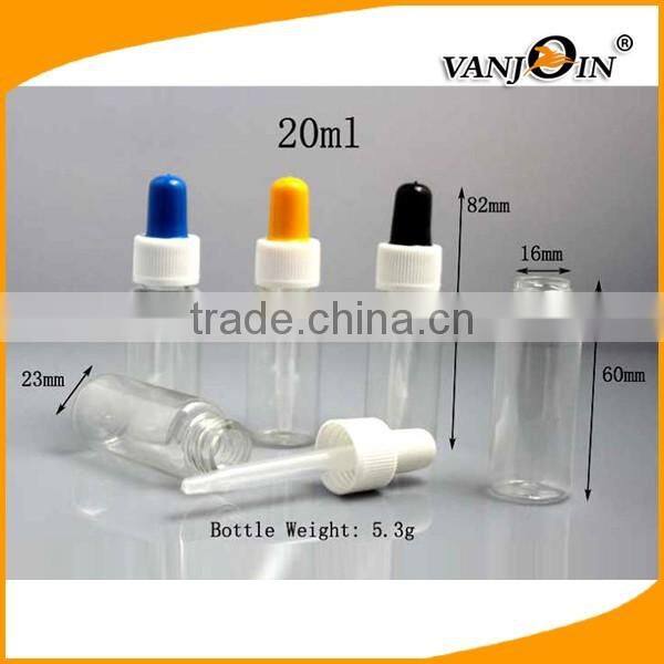 20ML Clear Plastic Essential Oil Bottle Plastic Head Dropper Bottle with childproof cap