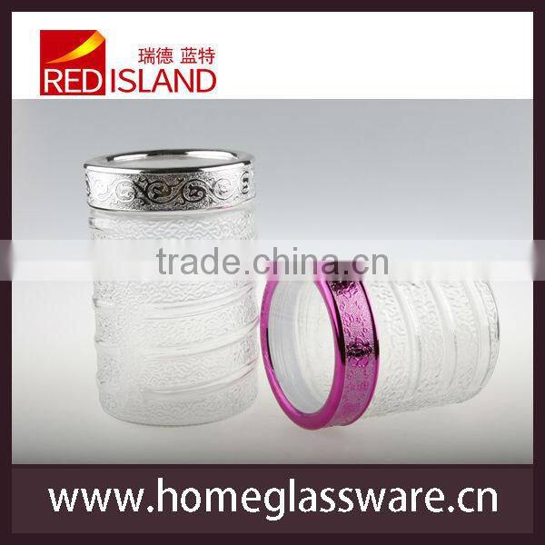 round glass storage jar with plastic electroplating lid