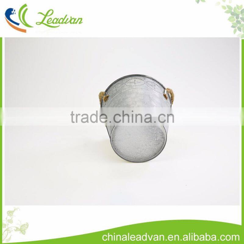 garden deco round metal hanging galvanized bucket