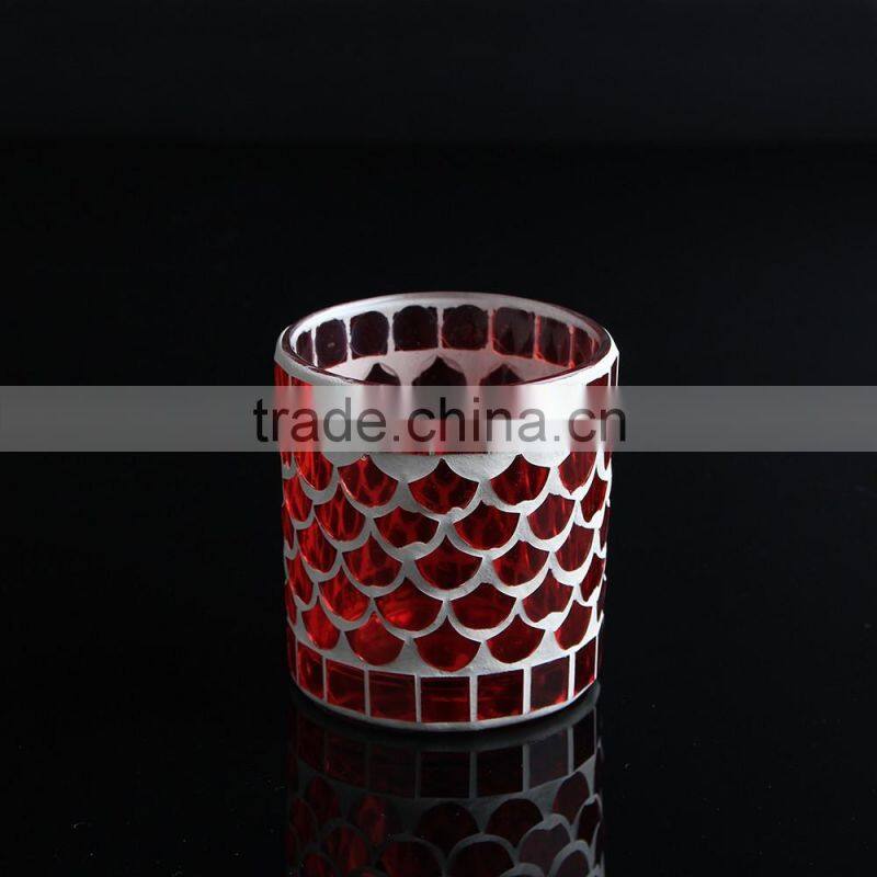 Glass decorative candle jars with mosaic