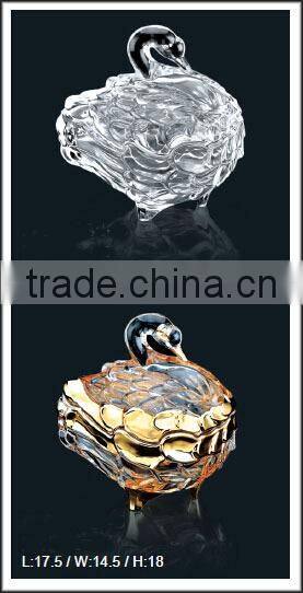 Swan shaped glass candy bowl for home and hotel decoration,glass sugar bowl