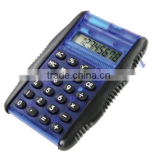 Promotional high tech 8 digital calculator with rubber sides and auto folding lid