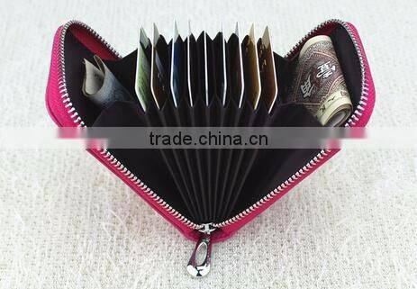 cy278 Genuine Leather Women Card Holder Wallets Small High Quality Female Pillow Purse Fashion Organ Zipper Credit Card Coin Bag