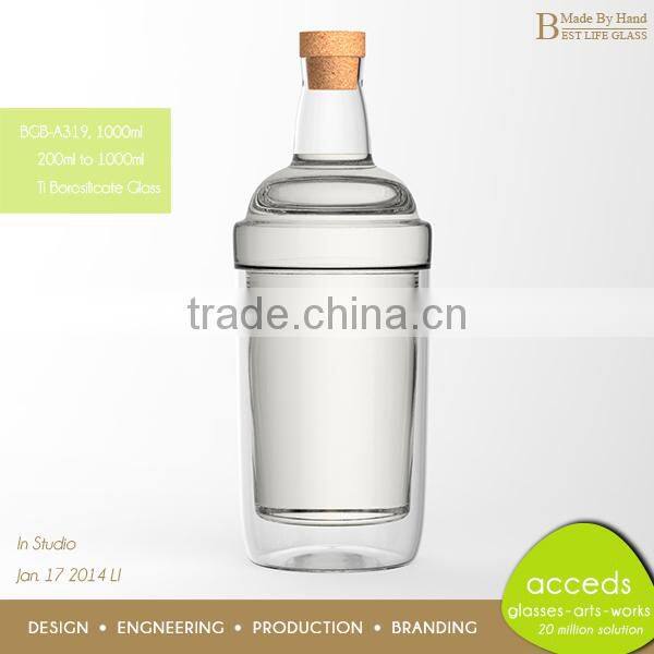 Latest Design Cork Stopper 310Ml Juice Glass Bottle