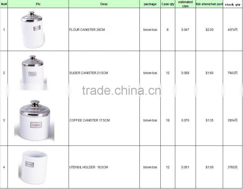 porcelain coffee canister with stainless cover